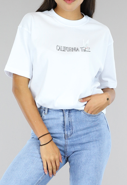 Wit Oversized T-Shirt met Duif Print