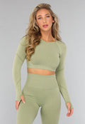 Lichtgroene Cropped Longsleeve Sporttop