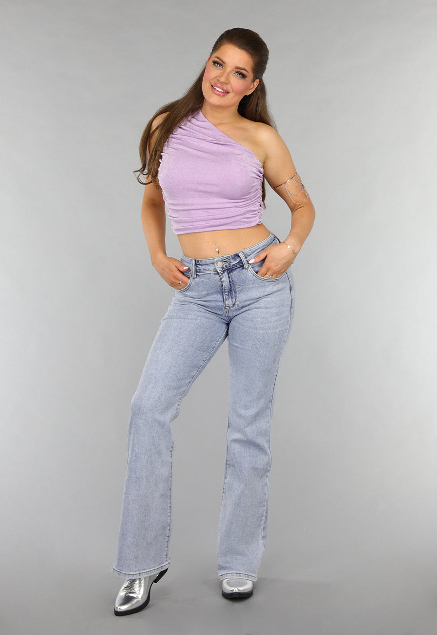 Mid Waist Flared Jeans met Wassing