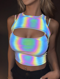 Reflecterende Crop Top met Spaghettibandjes