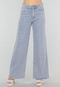 Blauwe Denim Jeans met Strass, High Waist en Rechte Stretch Fit
