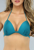 Glimmende Push-Up Petrol Triangel Bikini Top