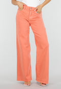 Oranje Denim Wide Leg Jeans met Hoge Taille en Stretch