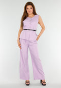 Lila 2-Piece Set met Mouwloze Top en Wijde Rechte Broek