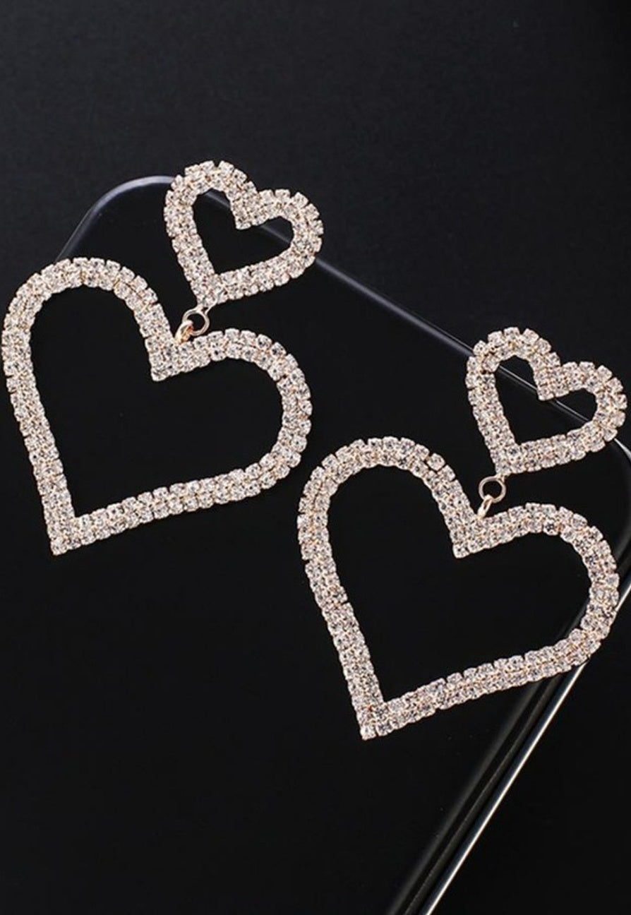 Gouden Glitter Hartjes Oorbellen
