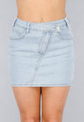 Denim Stretch Rok met Schuine Sluiting
