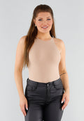 Nude String Body Mouwloos met Hoge Hals