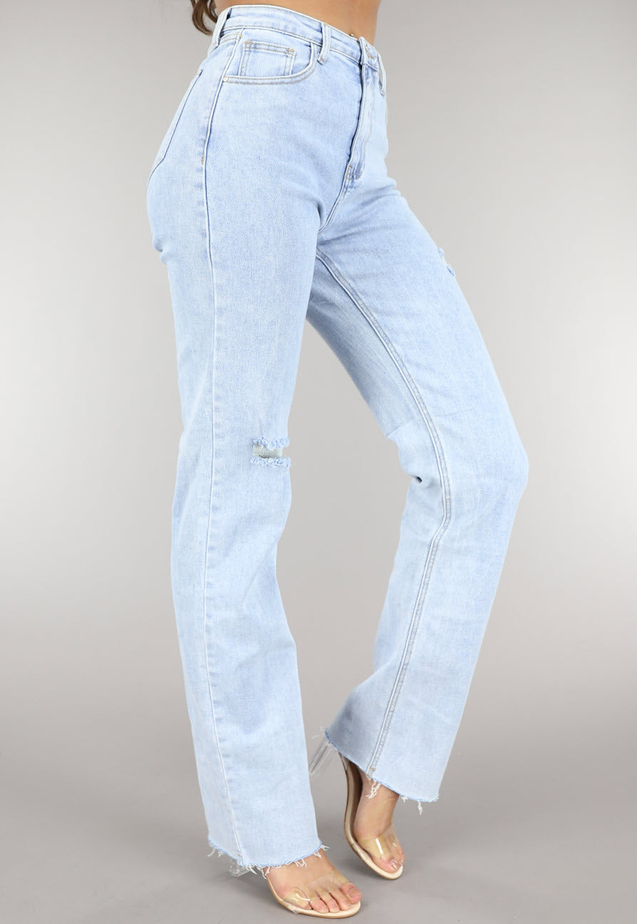 Lichtblauwe Tall Ripped High Waist Jeans