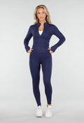 Navy Stretch Sportset met Strakke Legging en Vestje