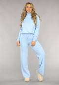 Babyblauwe Gebreide Co Ord Set met Col
