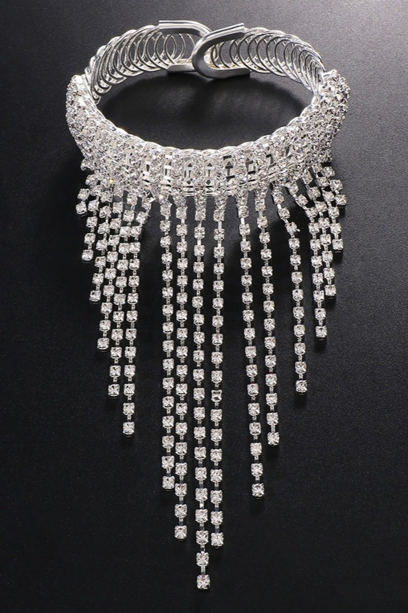 Zilveren Waterval Strass Armsieraad