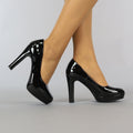 Zwarte Lak Pumps met Plateau
