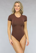 Bruine Stretch Body met Korte Mouwen