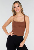 Bruine Spaghetti Strap Crop Top met Pads