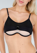 Zwarte Bikini Top met Mesh en Ring Detail