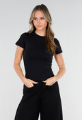 Zwart Sport T-Shirt met Korte Mouwen en Stretch