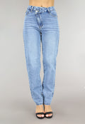 Blauwe Jeans met Schuine Sluiting