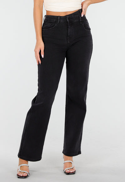 Redial Jeans Zwarte High Waist Straight Jeans met Rechte Pijpen