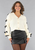 Beige Vest met Zwarte Strikjes