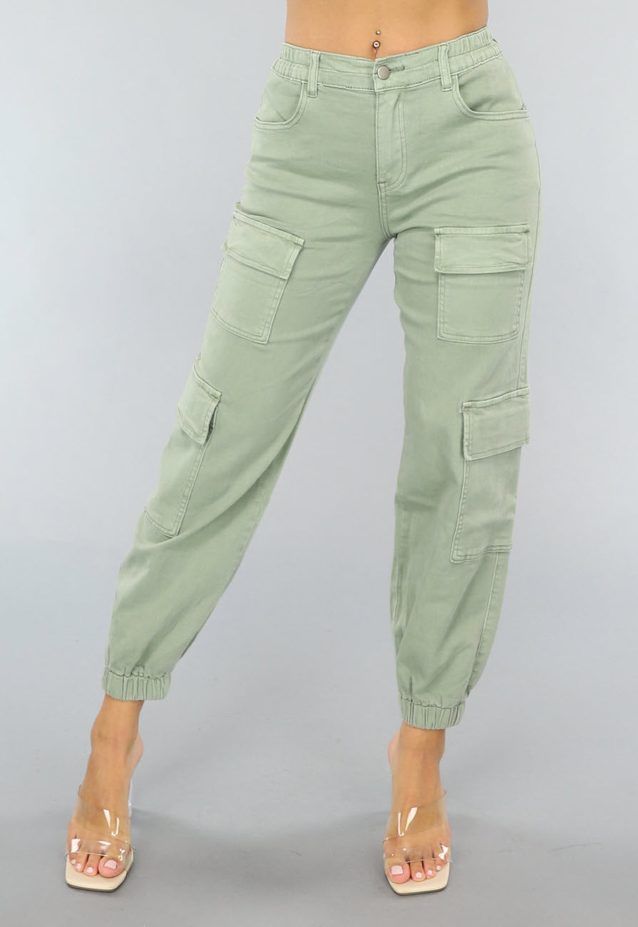 Groene Stretch Carpenter Broek met Zakken