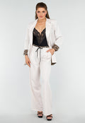 Chique Ivoor Set met Leopardprint Details