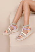 Pastel Multikleur Espadrille Sandalen met Gespen