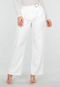 Witte Pantalon met Goudkleurige Gesp