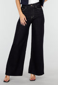 Donkerblauwe Wide Leg Jeans met Stretch