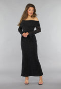 Mesh Maxi Jurk met Off Shoulder Model