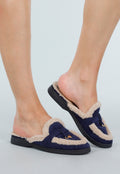 Navy Boucle Instappers met Gouden Detail