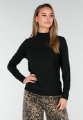 Zwarte Zachte Stretch Top met Lange Mouwen