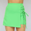 Groene Asymmetrische Skort met Veter Details
