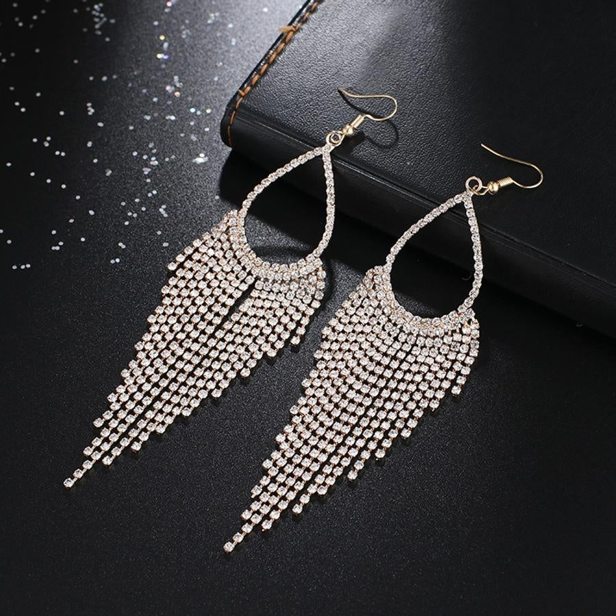 Gouden Druppel Oorbellen met Strass