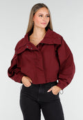 Cropped Lightweight Jas in Bordeauxrood met Brede Kraag