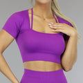Paarse Sporttop met Vierkante Hals en Straps