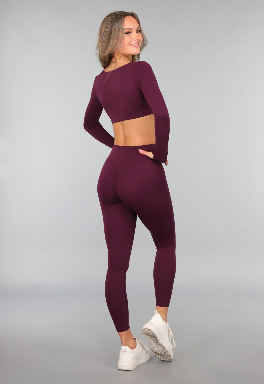 Aubergine Longsleeve stretch Sporttop