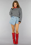 Gebreide Wavy Trui met Rood Detail