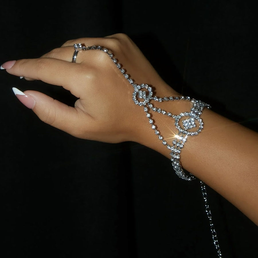 Zilveren Strass Handsieraad met Cutouts