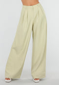 NEW190826 Pistachegroene Wide Leg Broek met Plooien