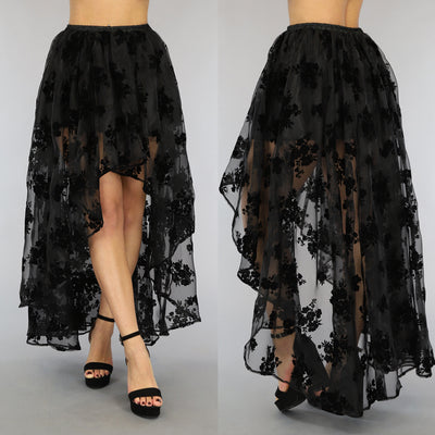Zwarte Victorian Mullet Rok met Print